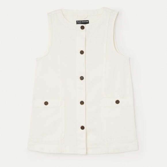 NWT Frank & Oak // The Relaxed Twill Vest in White - Picture 6 of 6